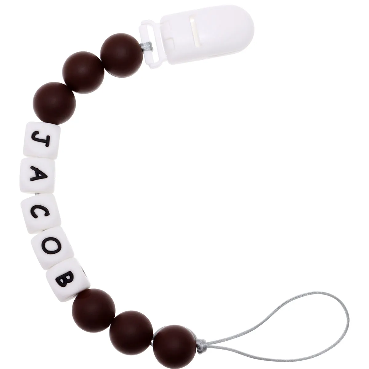 Personalized Pacifier Clip with Baby Name - Solid Color