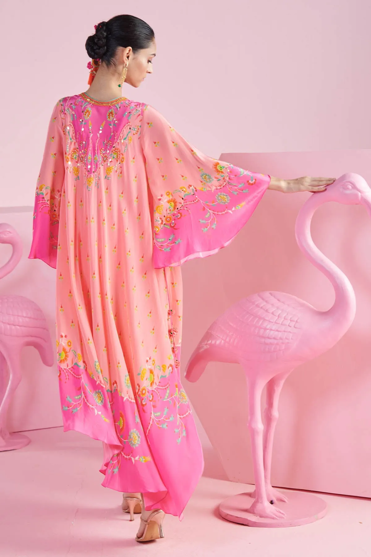 Pink Floral Asymmetrical Dress