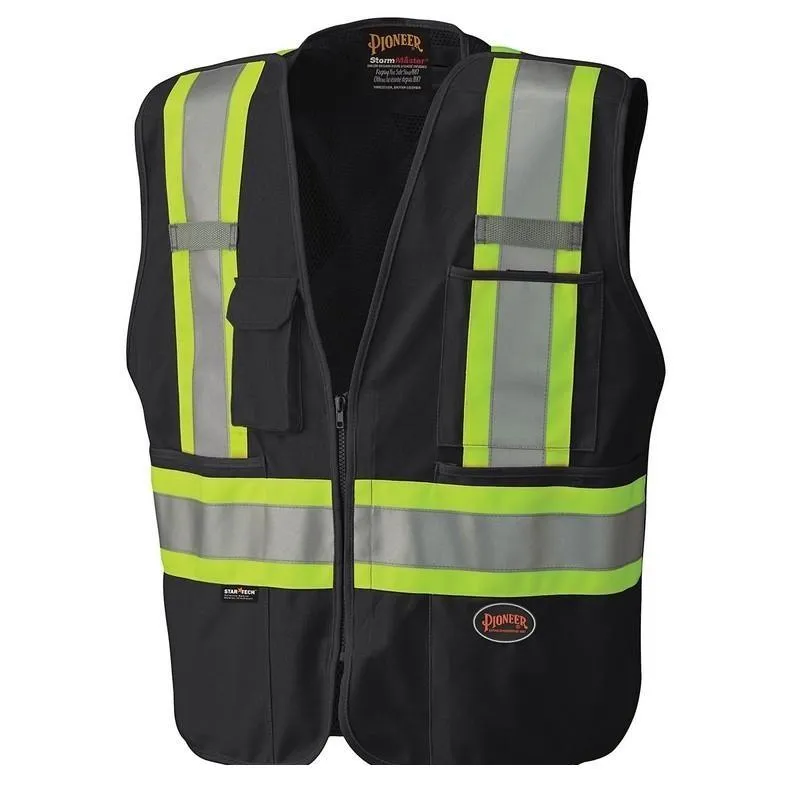Pioneer 6937 Hi-Viz Safety Tear-Away Mesh Back Vest - Black