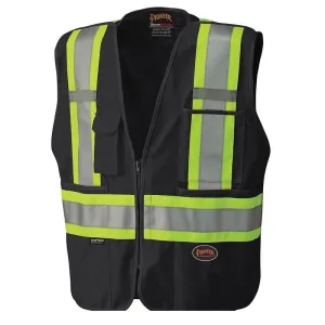 Pioneer 6937 Hi-Viz Safety Tear-Away Mesh Back Vest - Black