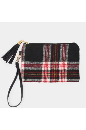 Plaid Tassel Wristlet