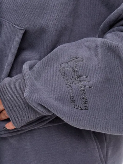 Plush Fleece Quarter Zip Pullover - Blue Steel
