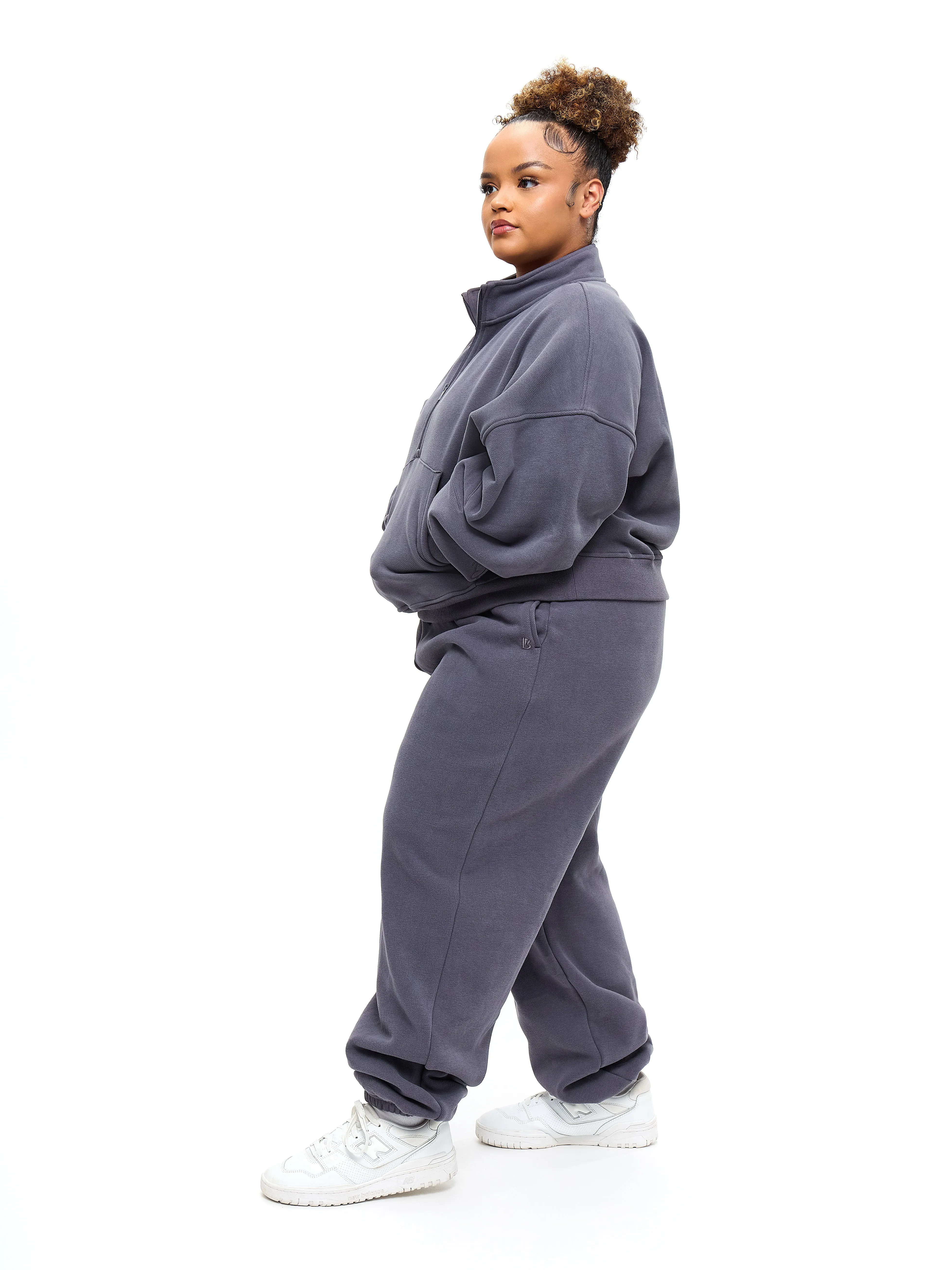 Plush Fleece Quarter Zip Pullover - Blue Steel