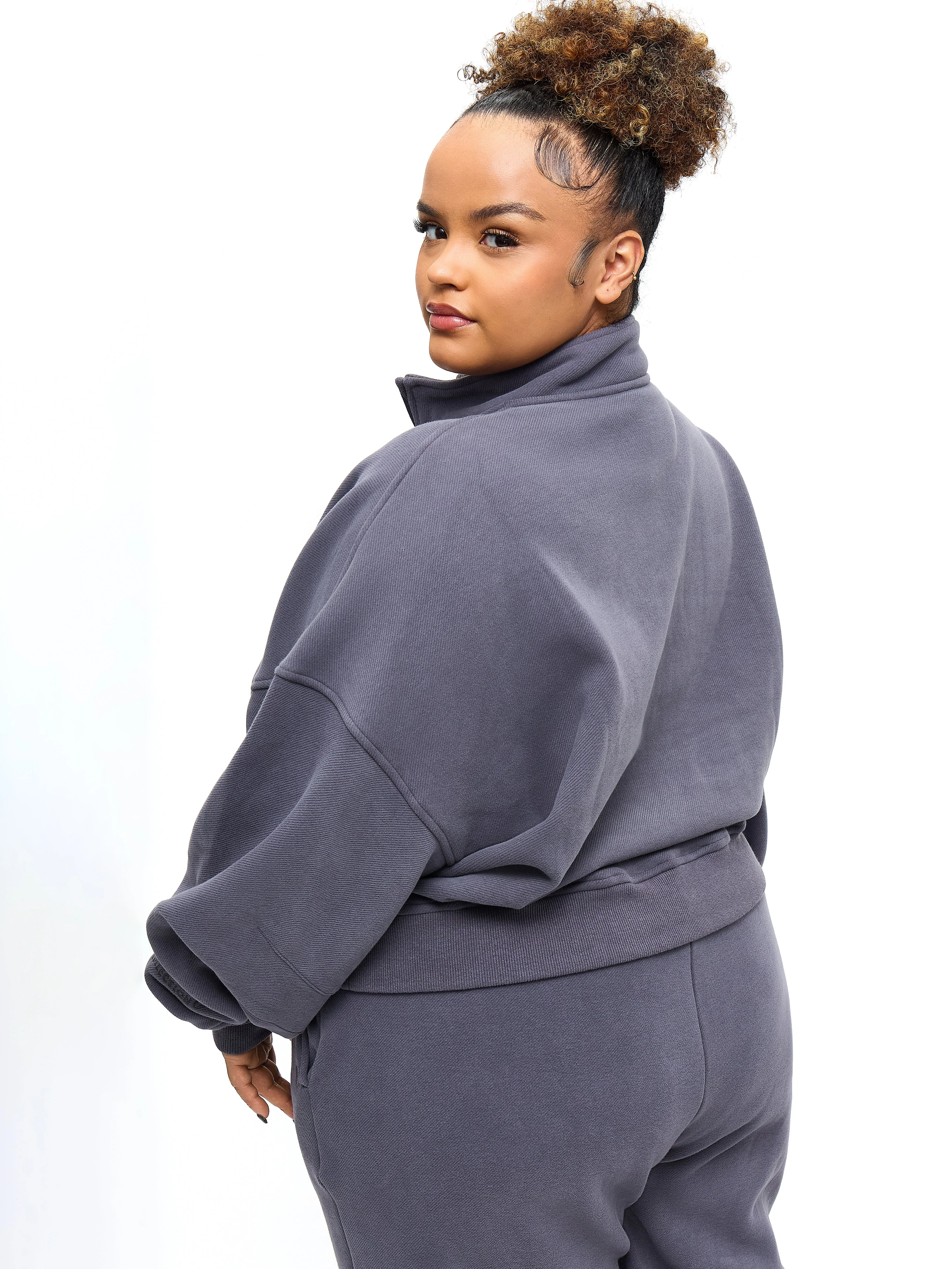 Plush Fleece Quarter Zip Pullover - Blue Steel