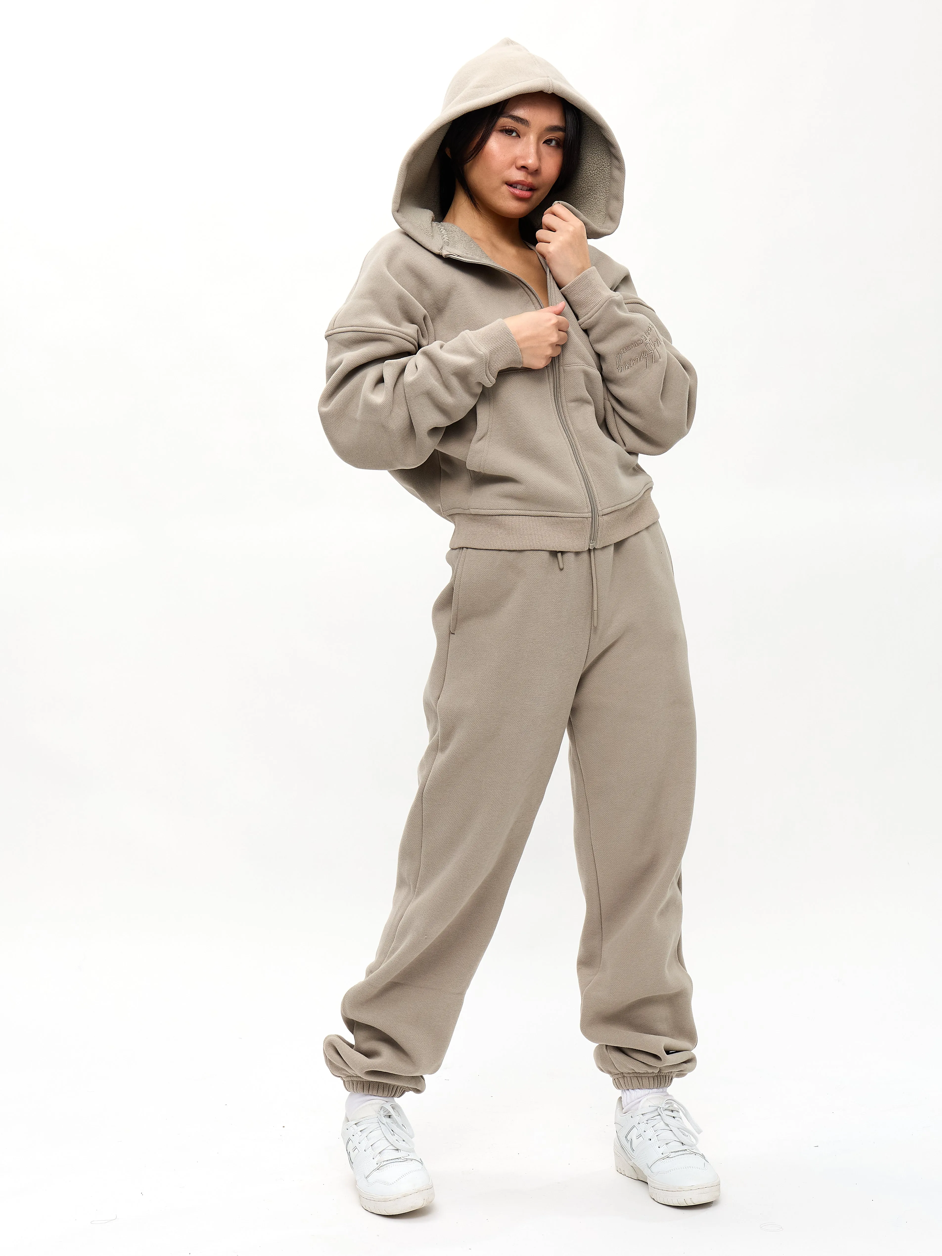 Plush Fleece Zip Hoodie - Neutral