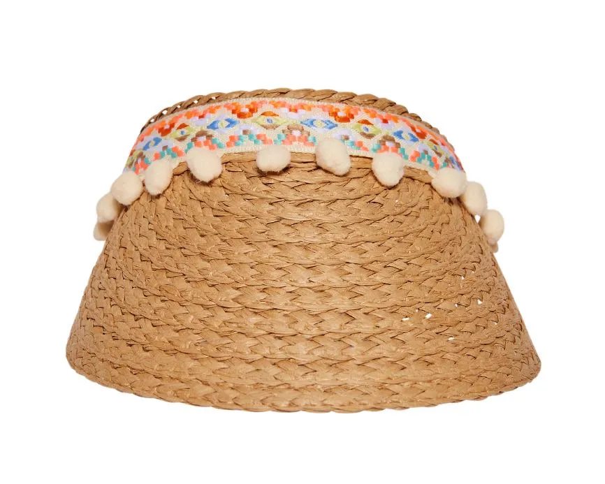 Pom Pom Straw Visor