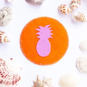 Pouch with Pineapple in Orange, Yellow and Pink