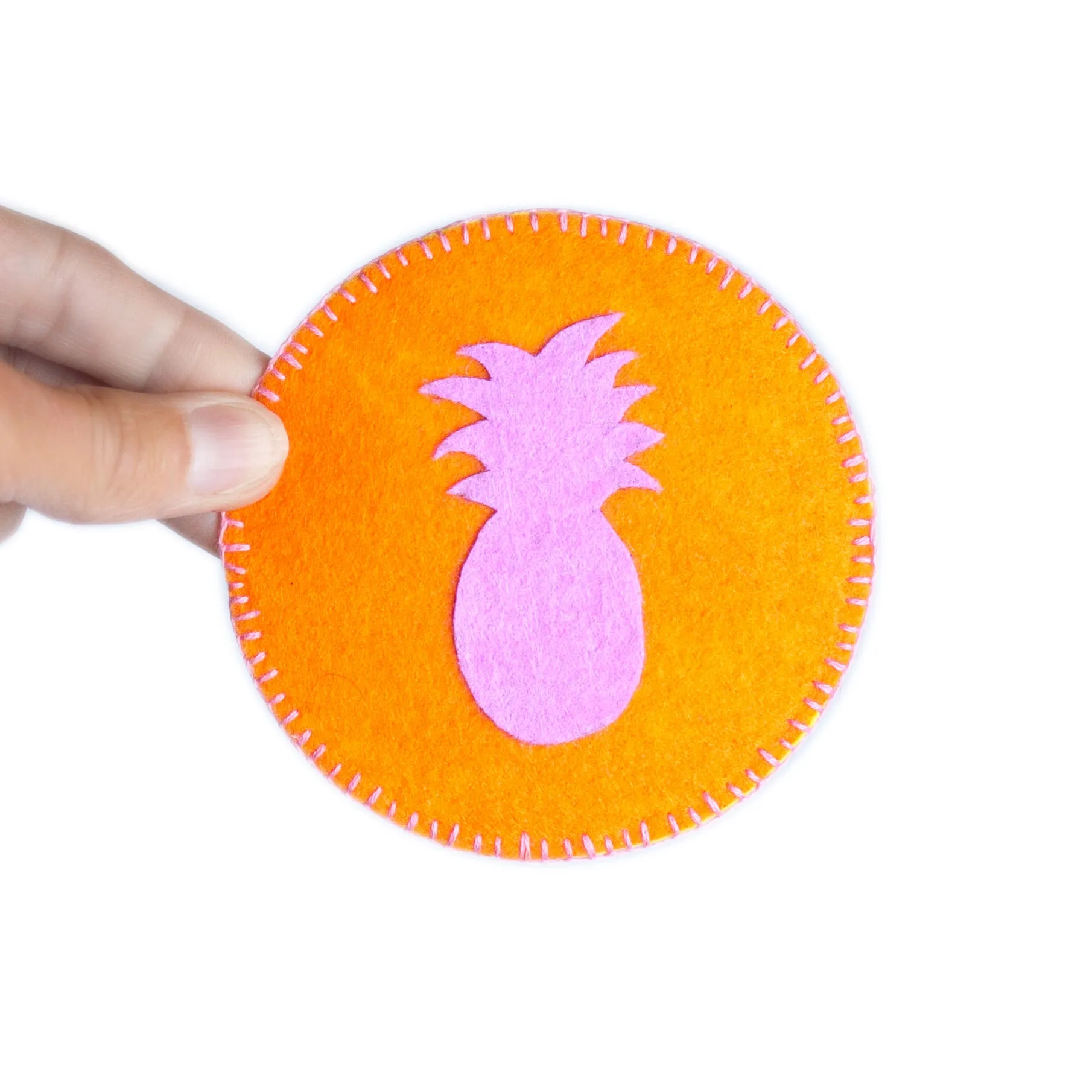 Pouch with Pineapple in Orange, Yellow and Pink