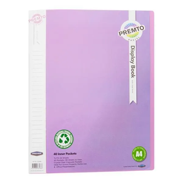 Premto - A4 40 Pocket Display Book - Pastel - Wild Orchid