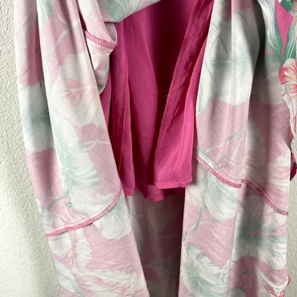 Privacy Please Celine Midi Dress Womens Large Pink Tropical Floral Hawaiian NWT