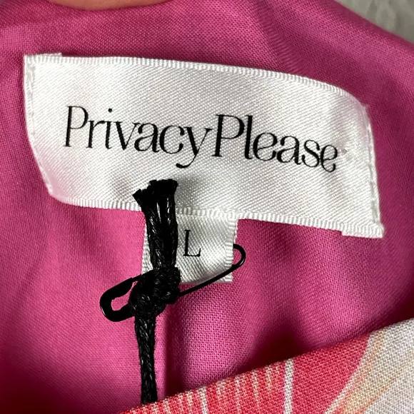 Privacy Please Celine Midi Dress Womens Large Pink Tropical Floral Hawaiian NWT