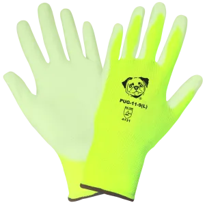 PUG-11 Hi-Vis Lightweight Seamless General Purpose Polyurethane Coated Work Gloves (12 Pair)