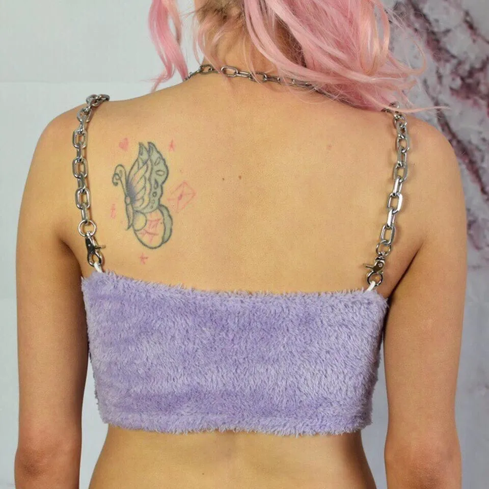 Purple Fluffy Chain Crop Top