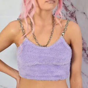 Purple Fluffy Chain Crop Top