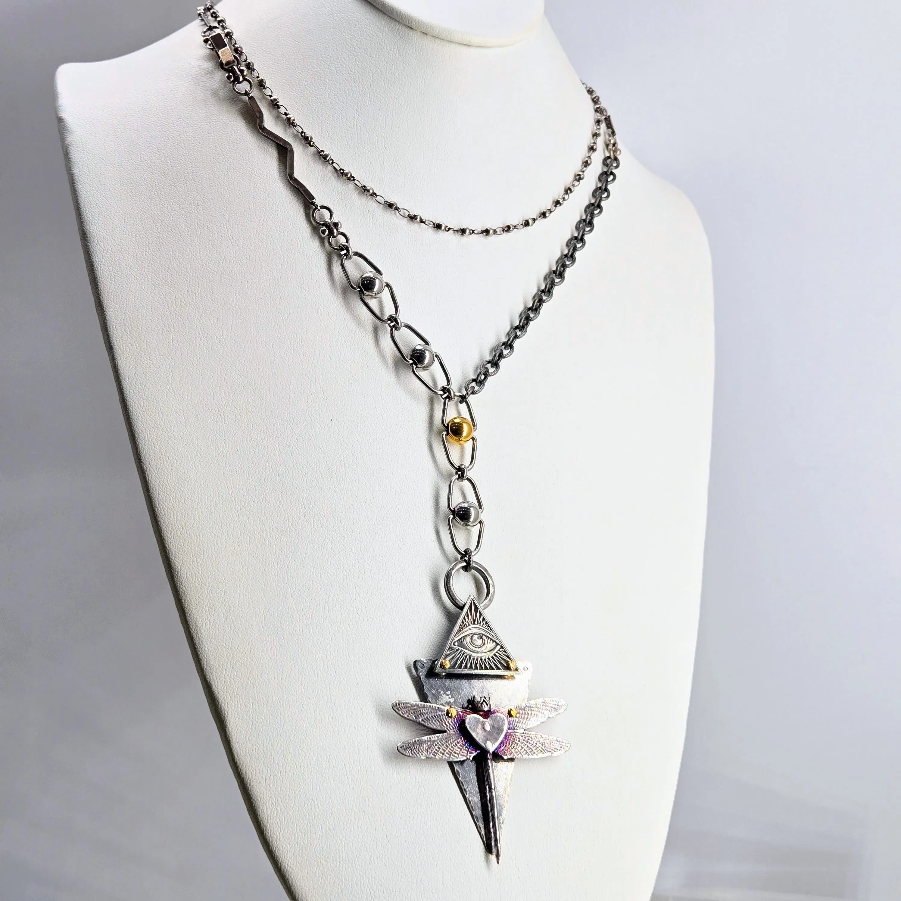 "Lord Of The Flies" Convertible Necklace - Anti-tarnish Mixed Metals & Upcycled Components
