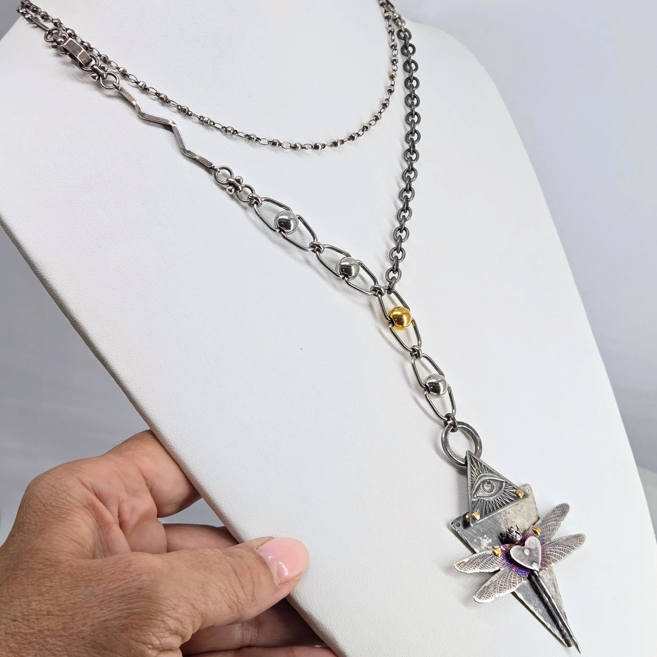 "Lord Of The Flies" Convertible Necklace - Anti-tarnish Mixed Metals & Upcycled Components