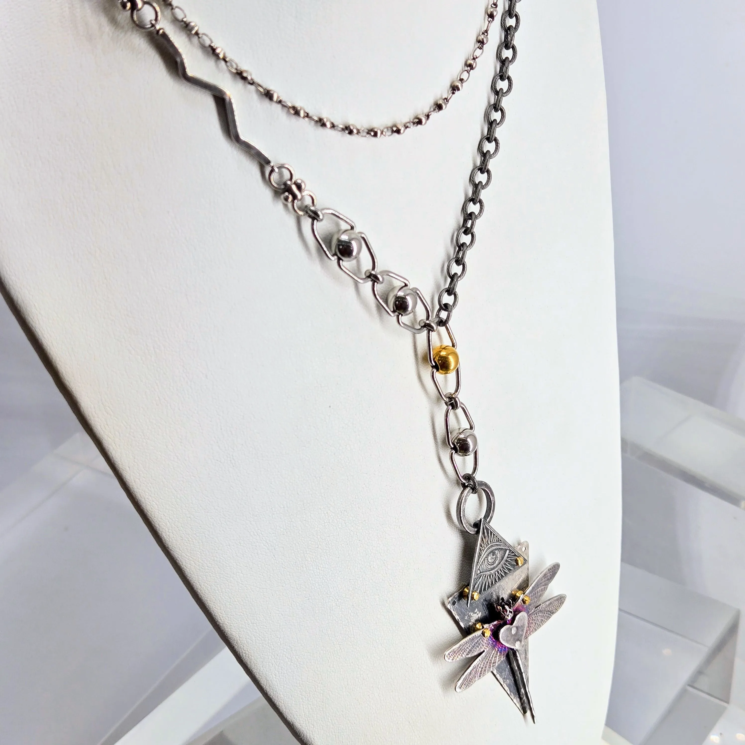 "Lord Of The Flies" Convertible Necklace - Anti-tarnish Mixed Metals & Upcycled Components