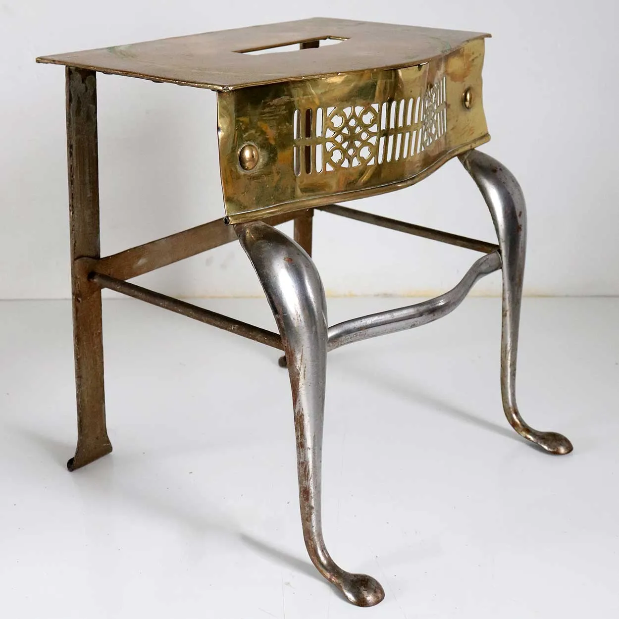 Rare English Dawes Bromford Iron Works Brass, Polished Steel and Iron Footman