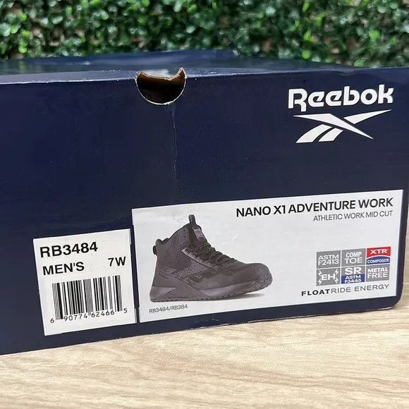 REEBOK WORK NANO X1 ADVENTURE WORK ATHLETIC WORK MID CUT BLACK - 7