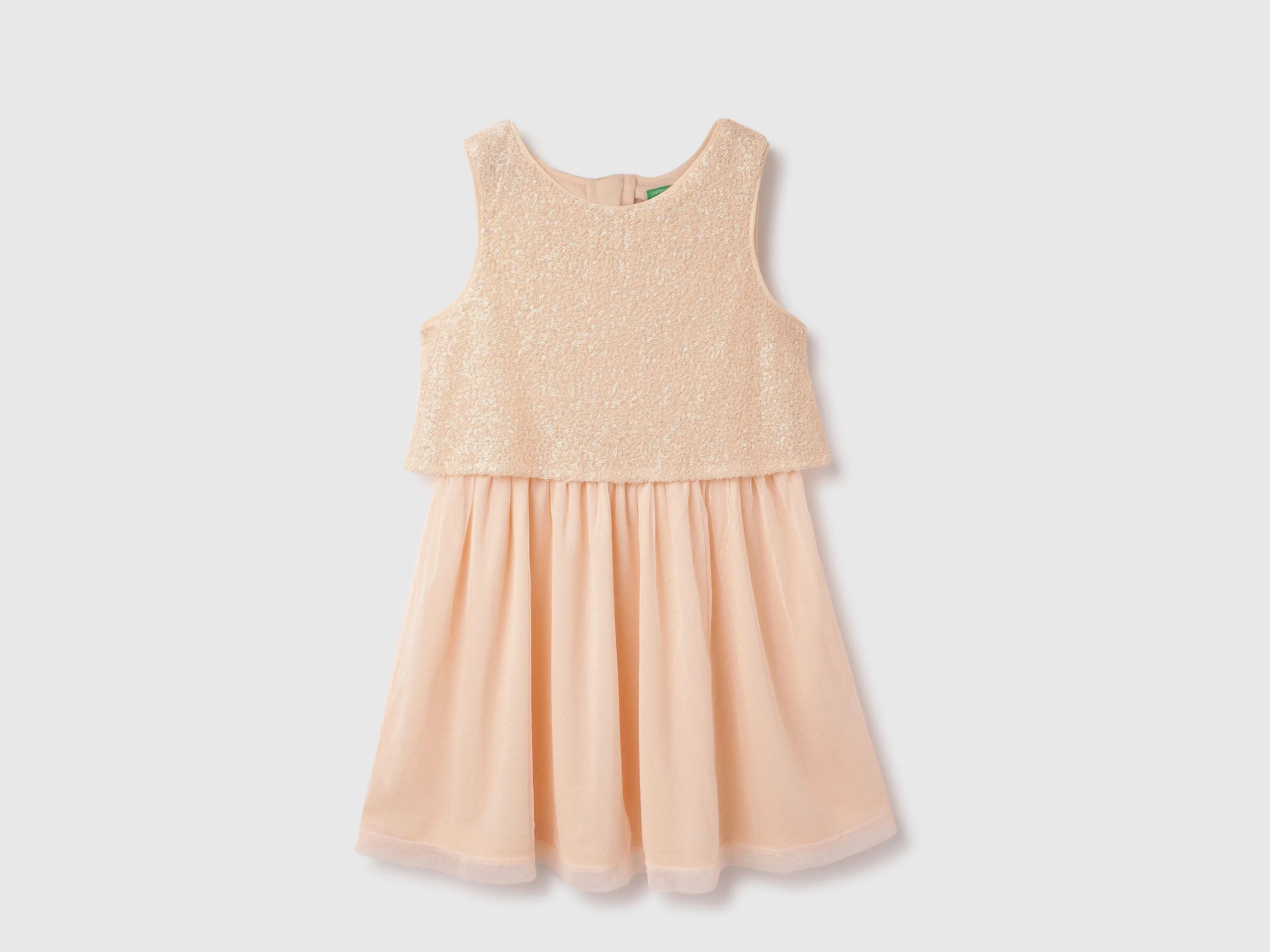 Regular Fit Round Neck Sequin And Solid Mesh Party Dress