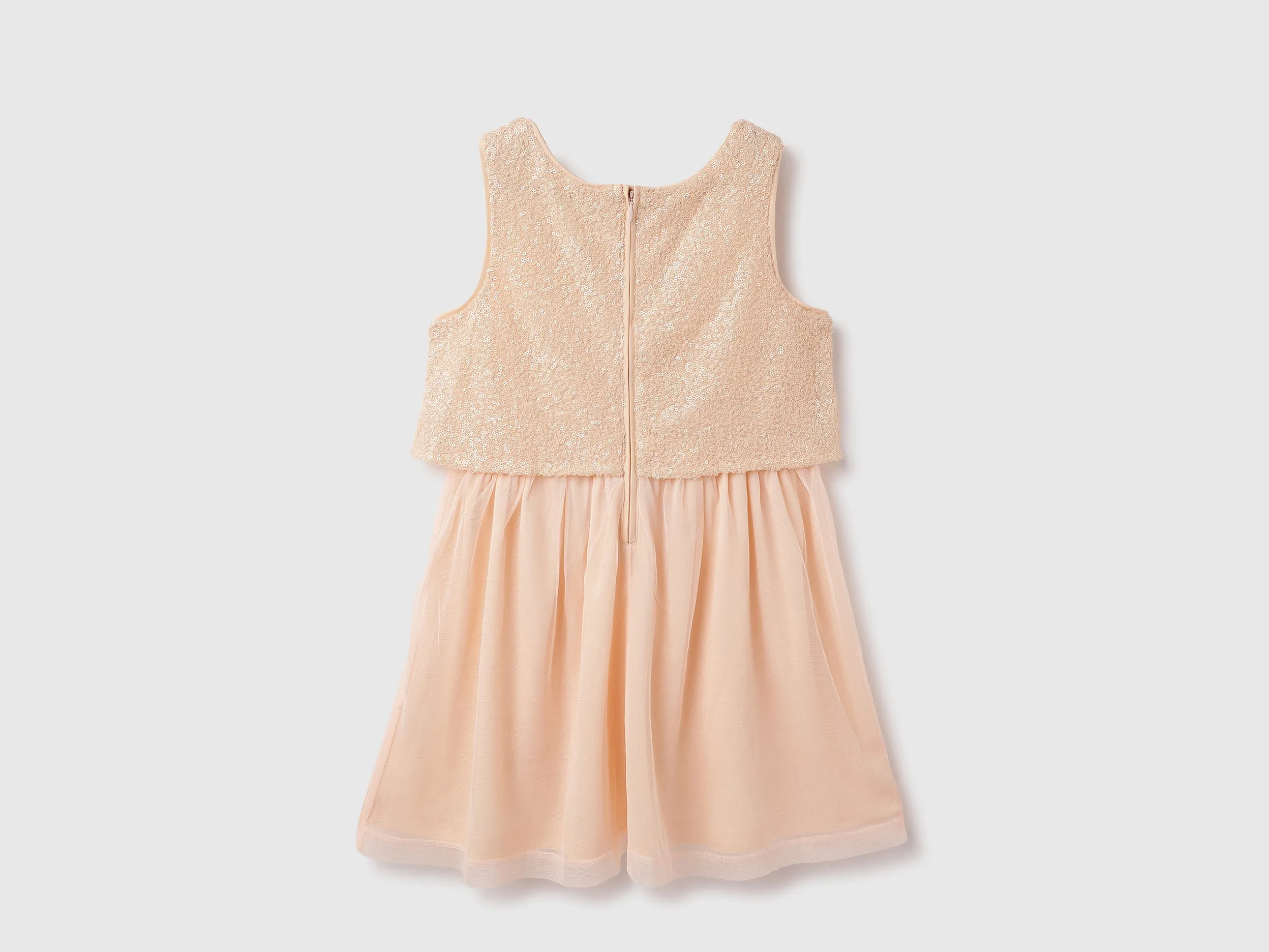 Regular Fit Round Neck Sequin And Solid Mesh Party Dress