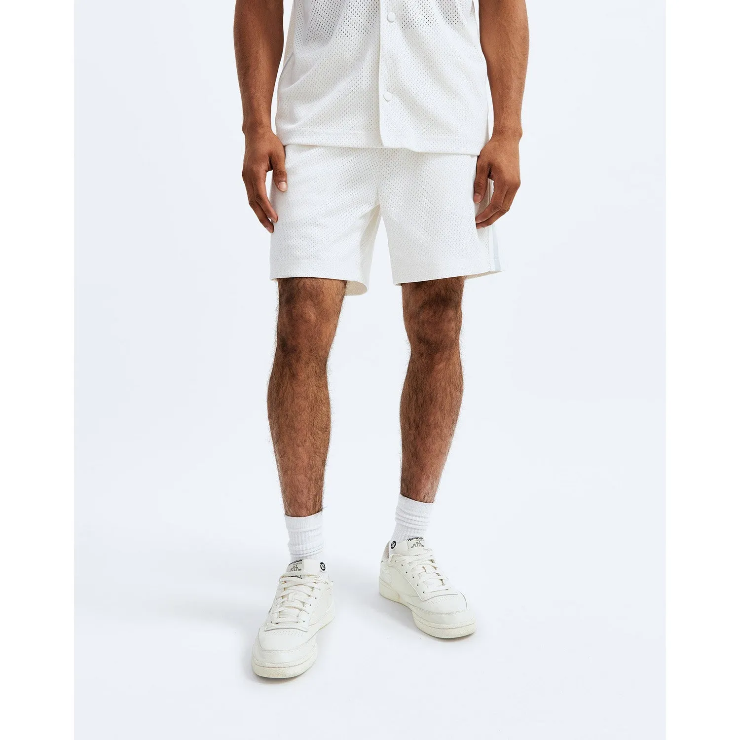 Reigning Champ Men Knit Athletic Mesh Shootaround Short Ivory RC-5436-IVO