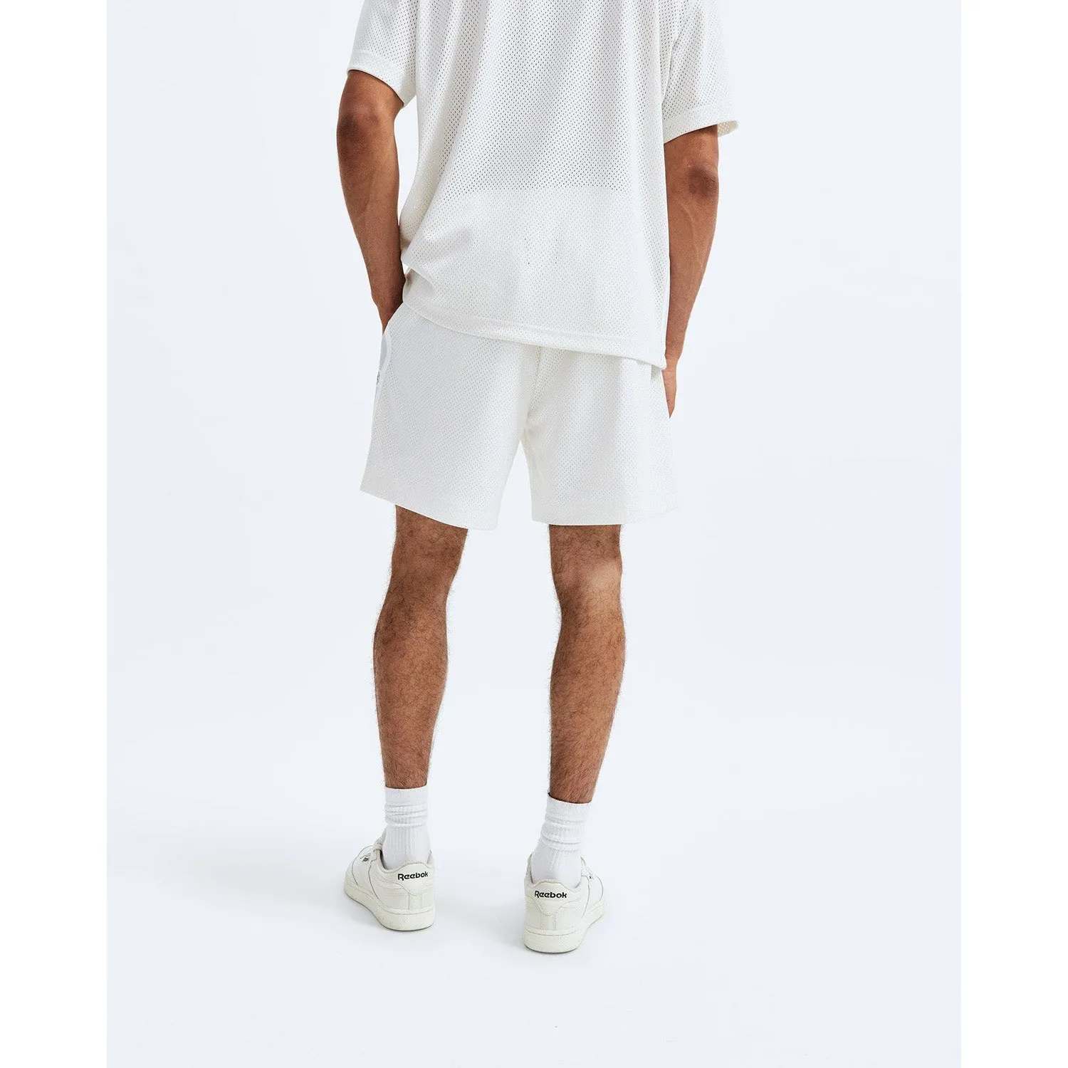 Reigning Champ Men Knit Athletic Mesh Shootaround Short Ivory RC-5436-IVO