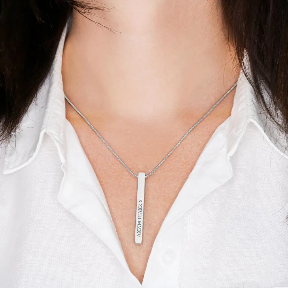 Roman Numeral Bar Necklace