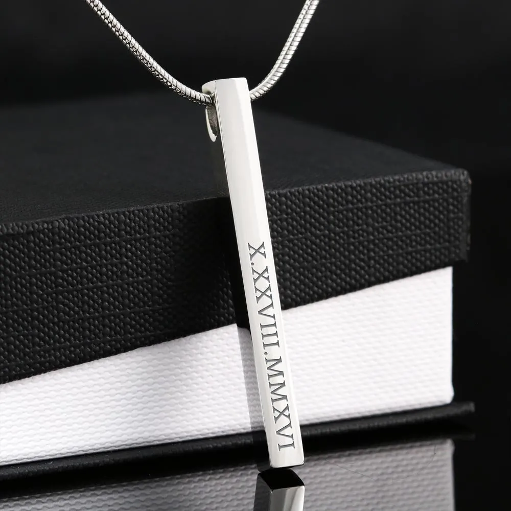 Roman Numeral Bar Necklace