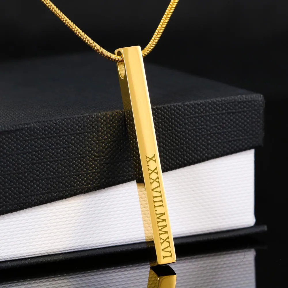 Roman Numeral Bar Necklace