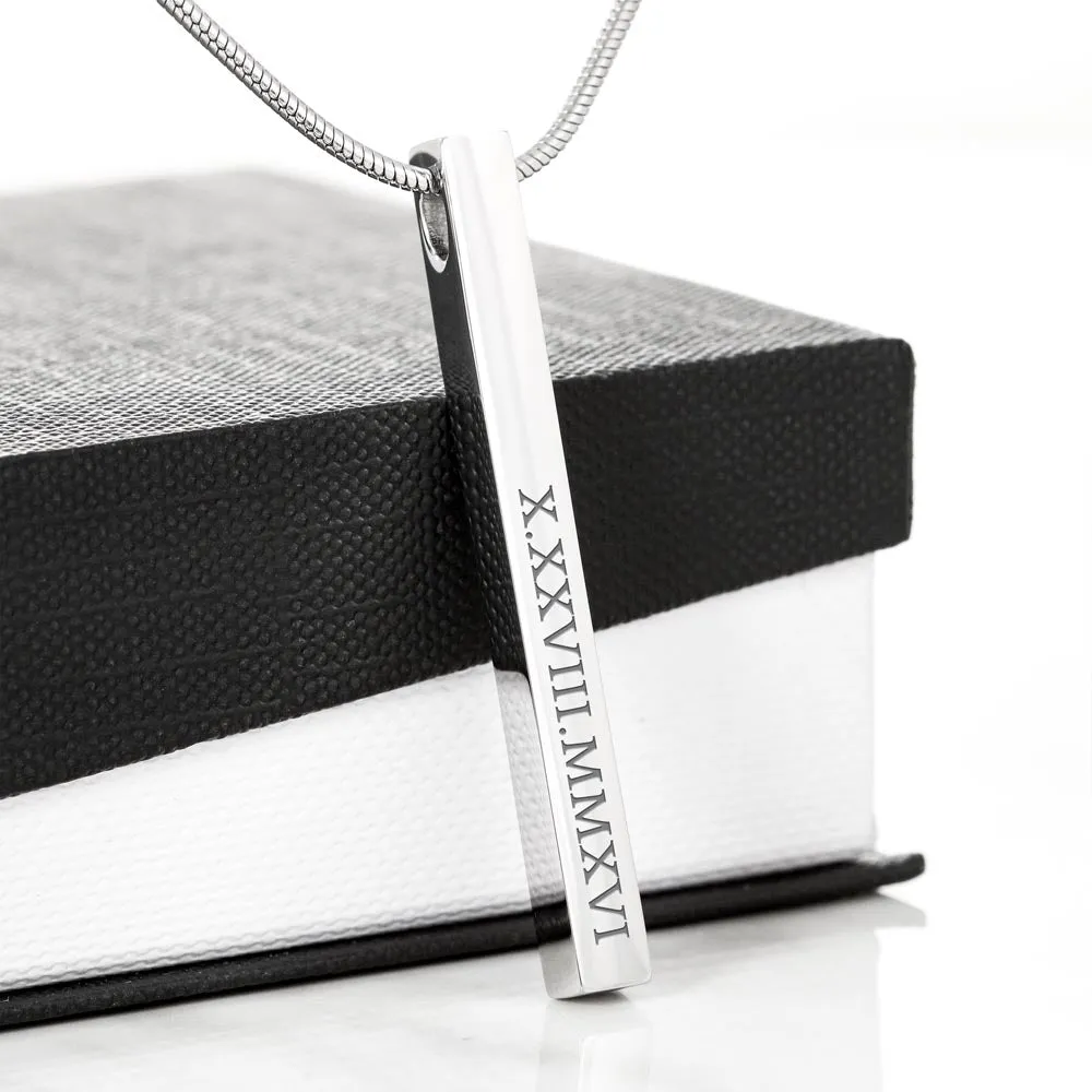 Roman Numeral Bar Necklace