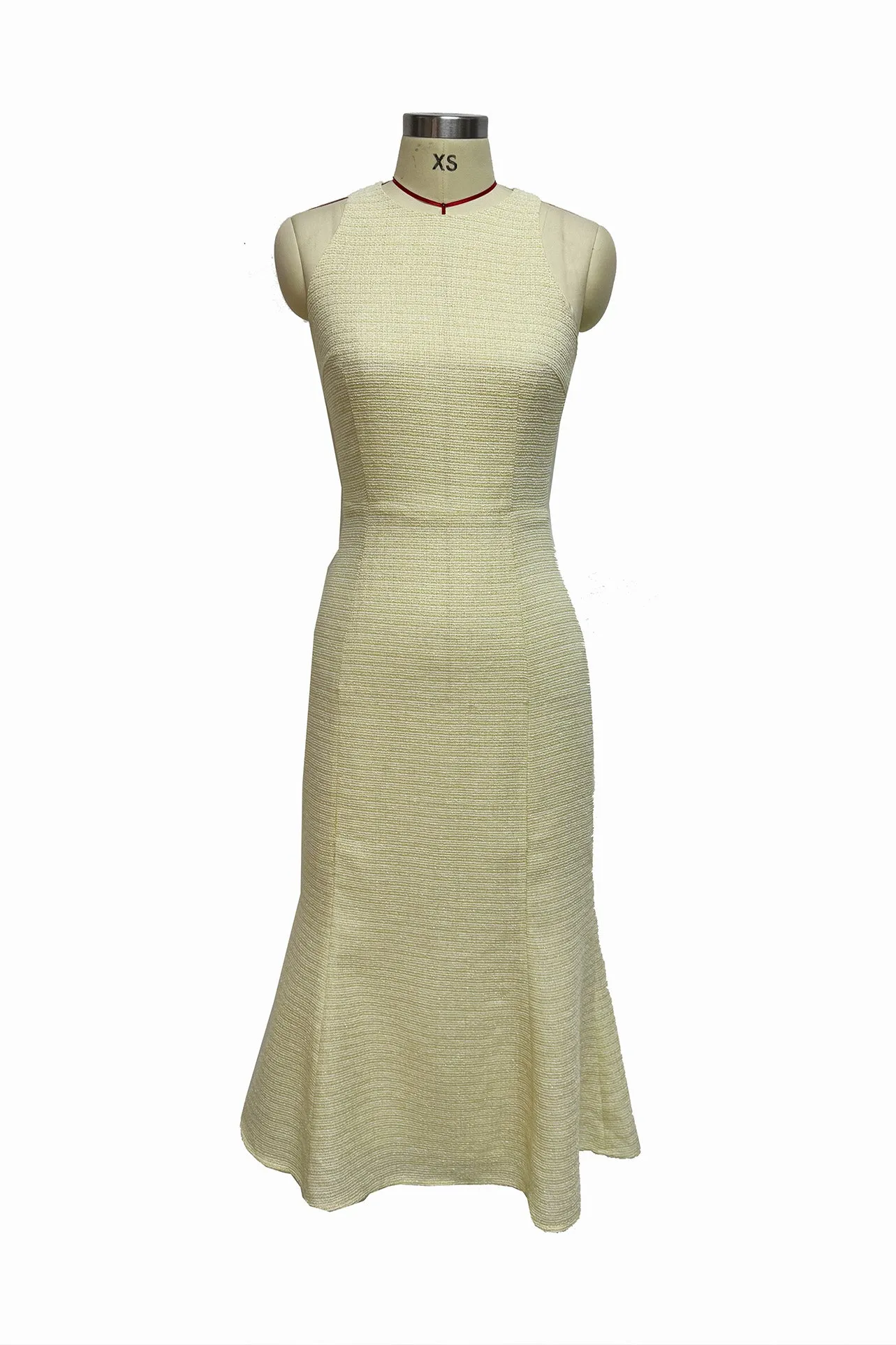 ROUND-NECKLINE TWEED DRESS IN YELLOW