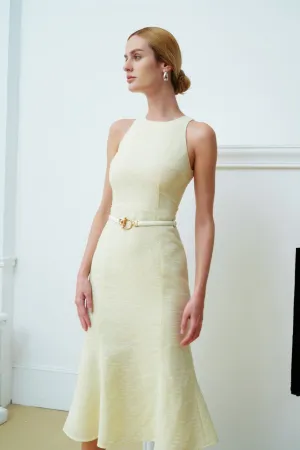 ROUND-NECKLINE TWEED DRESS IN YELLOW
