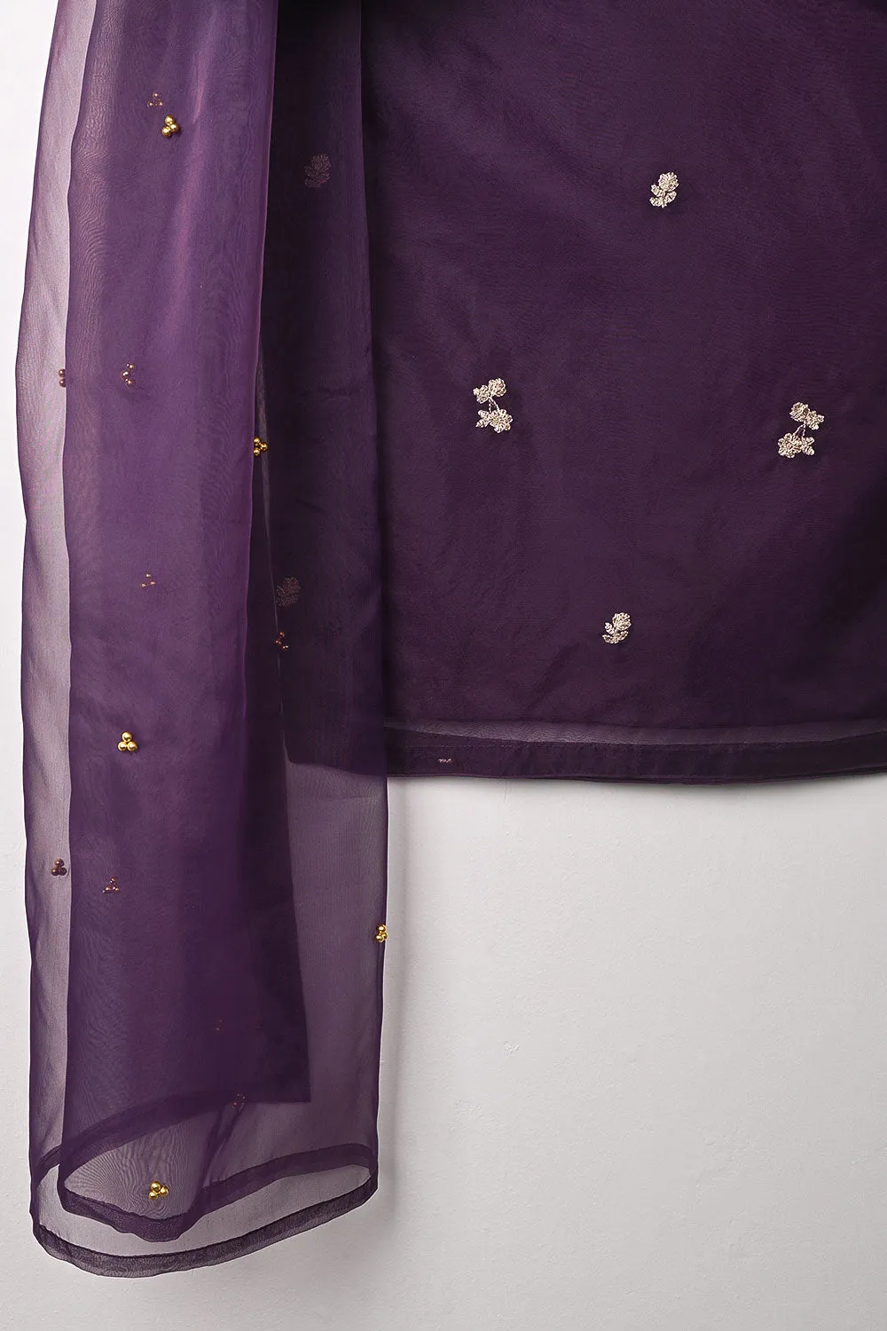 RTW-267-Purple - 3Pc Ready to Wear Embroidered Premium Adda Work Organza Dress