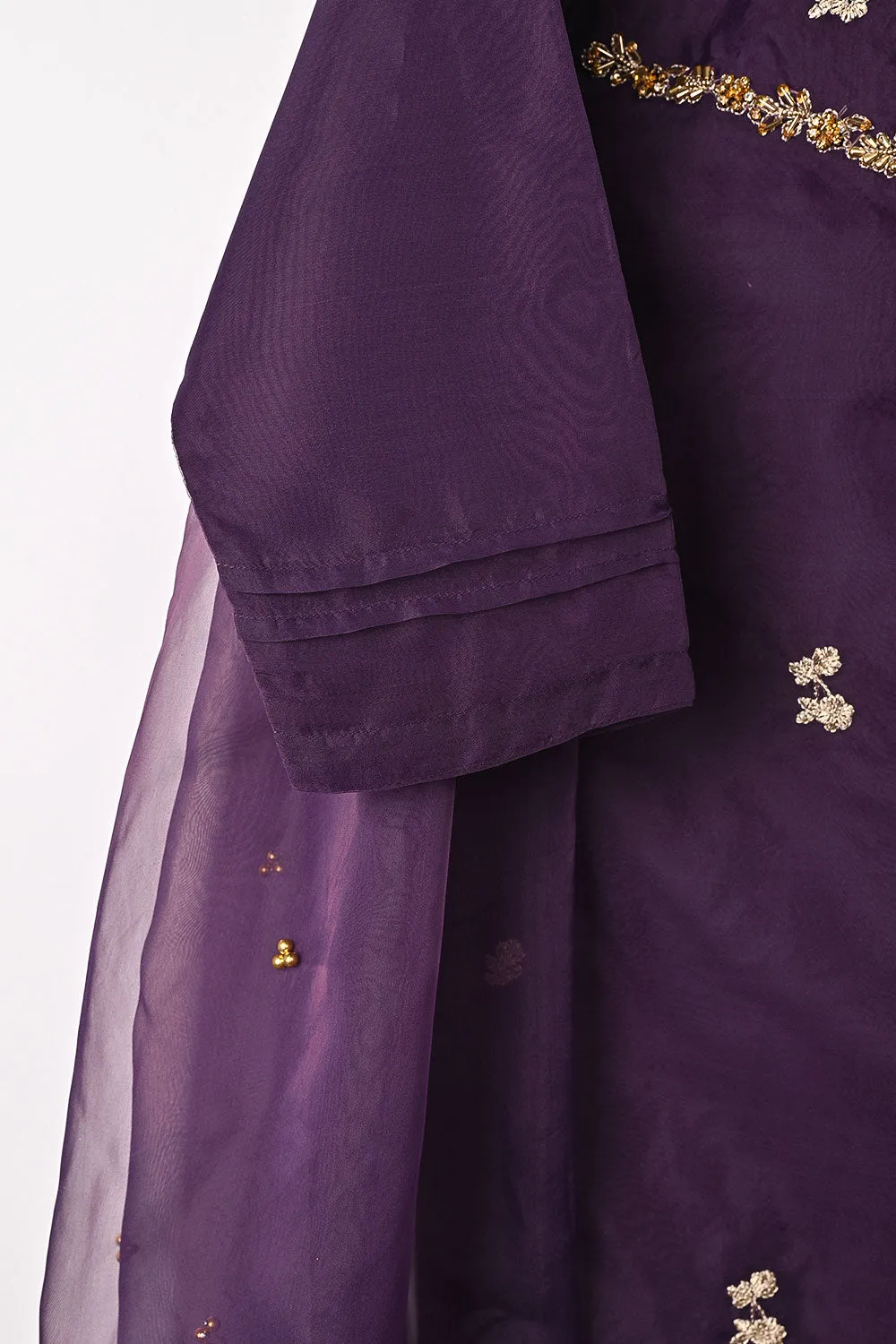 RTW-267-Purple - 3Pc Ready to Wear Embroidered Premium Adda Work Organza Dress