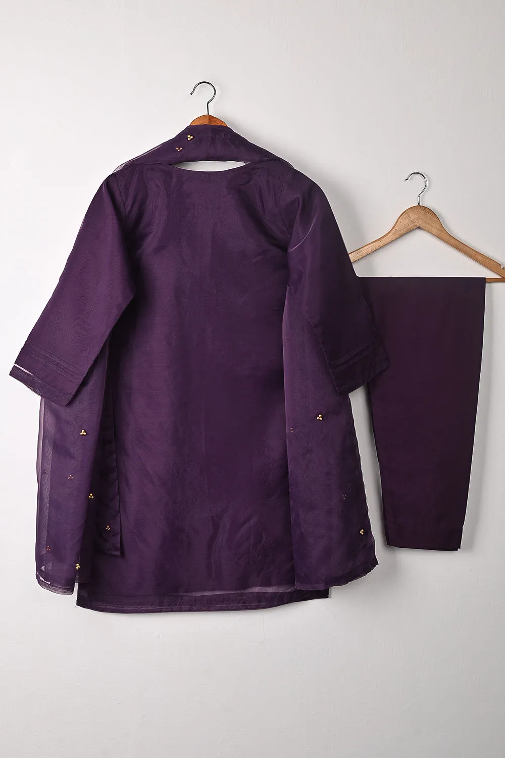 RTW-267-Purple - 3Pc Ready to Wear Embroidered Premium Adda Work Organza Dress