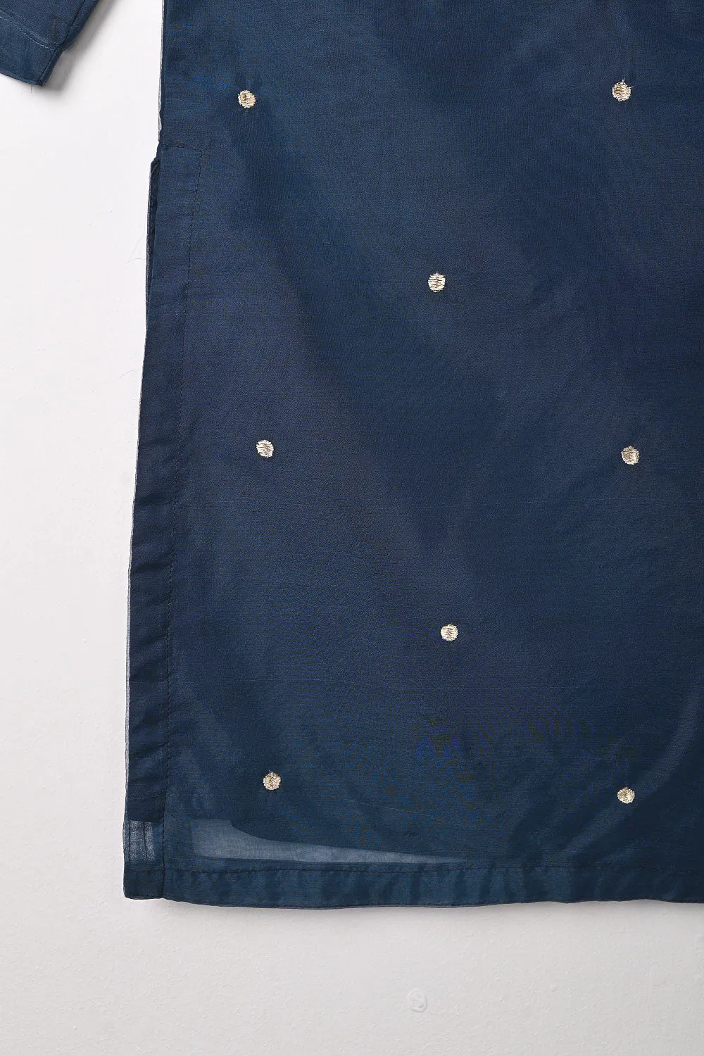 RTW-292-NavyBlue - 3Pc Ready to Wear Embroidered Premium Adda Work Organza Dress