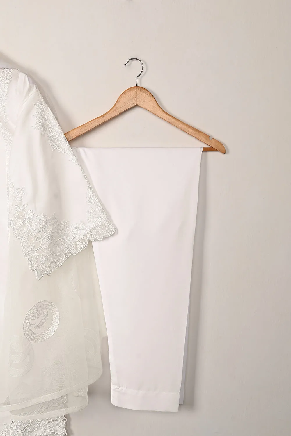 RTW-295-OFF White - 3Pc Ready to Wear Cut Work Embroidered Organza Dress