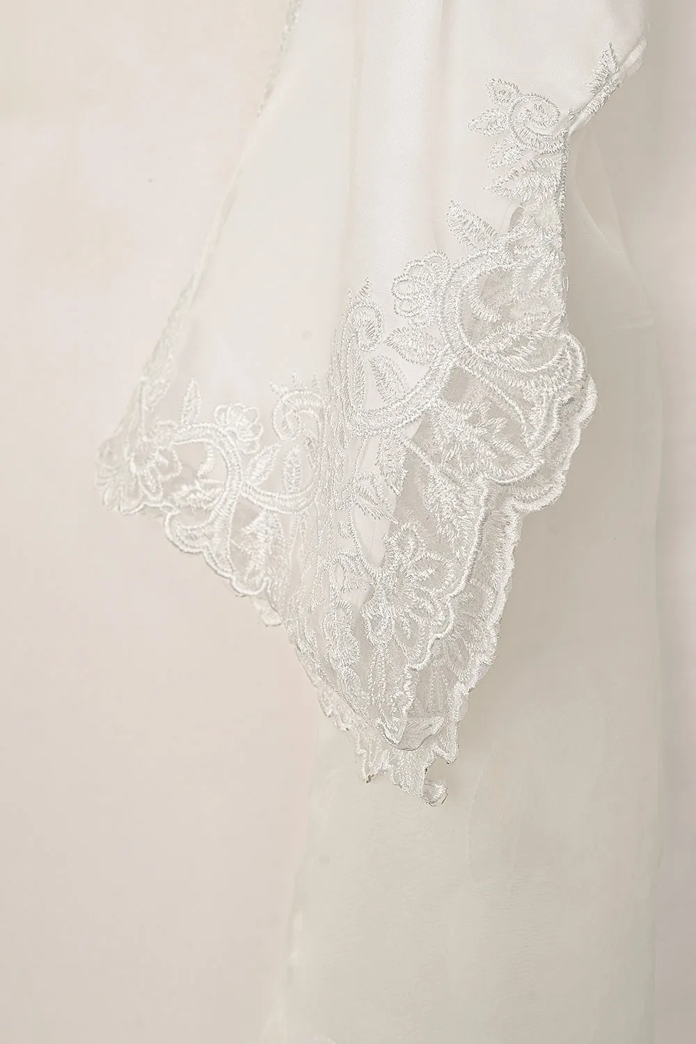 RTW-295-OFF White - 3Pc Ready to Wear Cut Work Embroidered Organza Dress