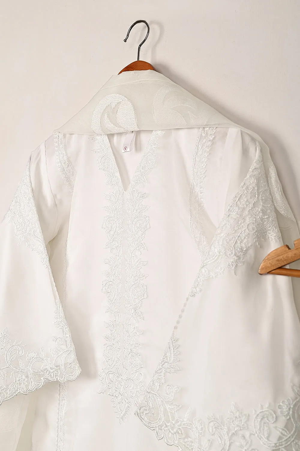 RTW-295-OFF White - 3Pc Ready to Wear Cut Work Embroidered Organza Dress
