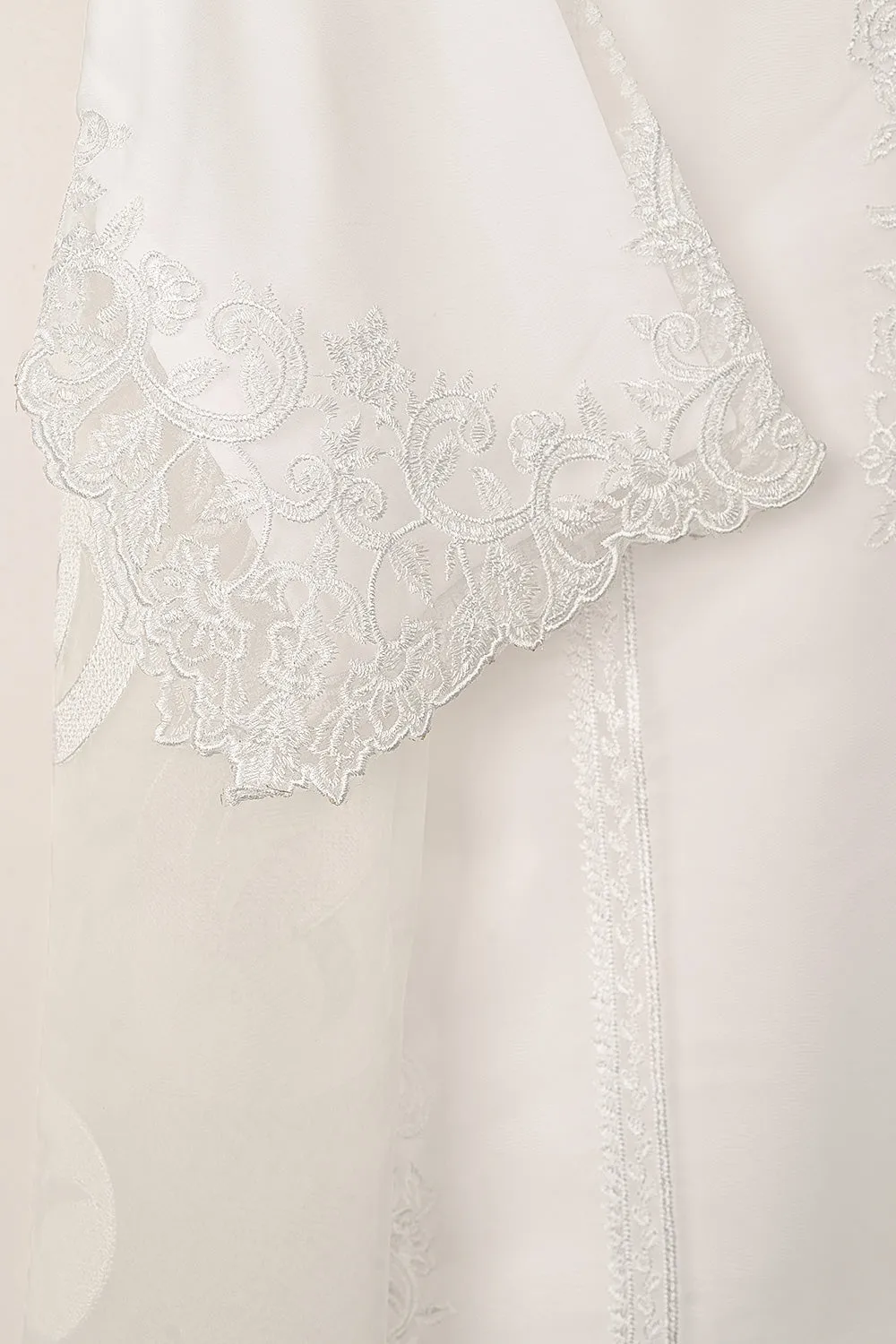 RTW-295-OFF White - 3Pc Ready to Wear Cut Work Embroidered Organza Dress