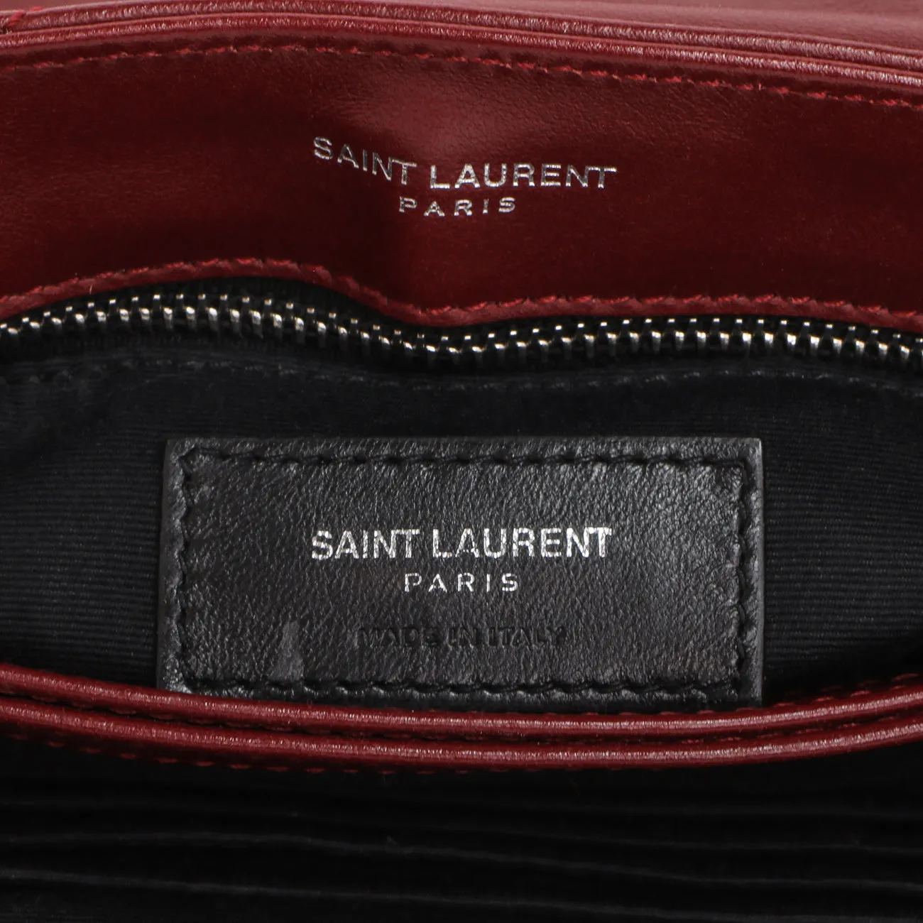 Saint Laurent Burgundy Calfskin Monogram Toy Loulou Crossbody