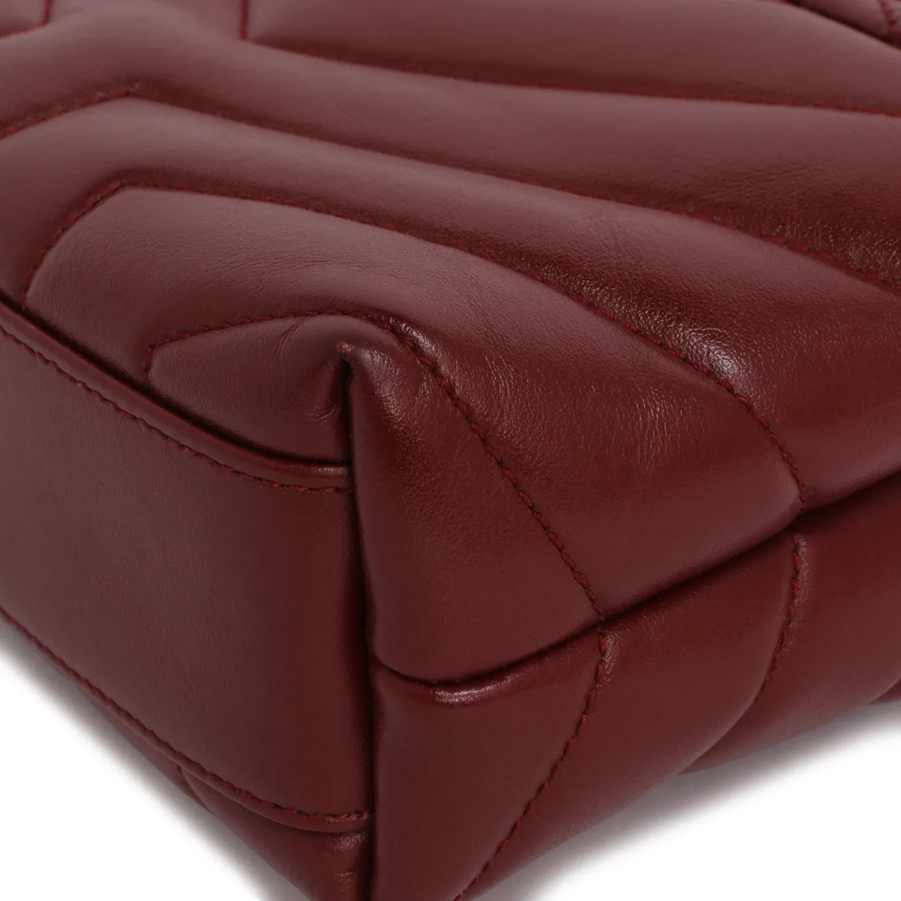 Saint Laurent Burgundy Calfskin Monogram Toy Loulou Crossbody