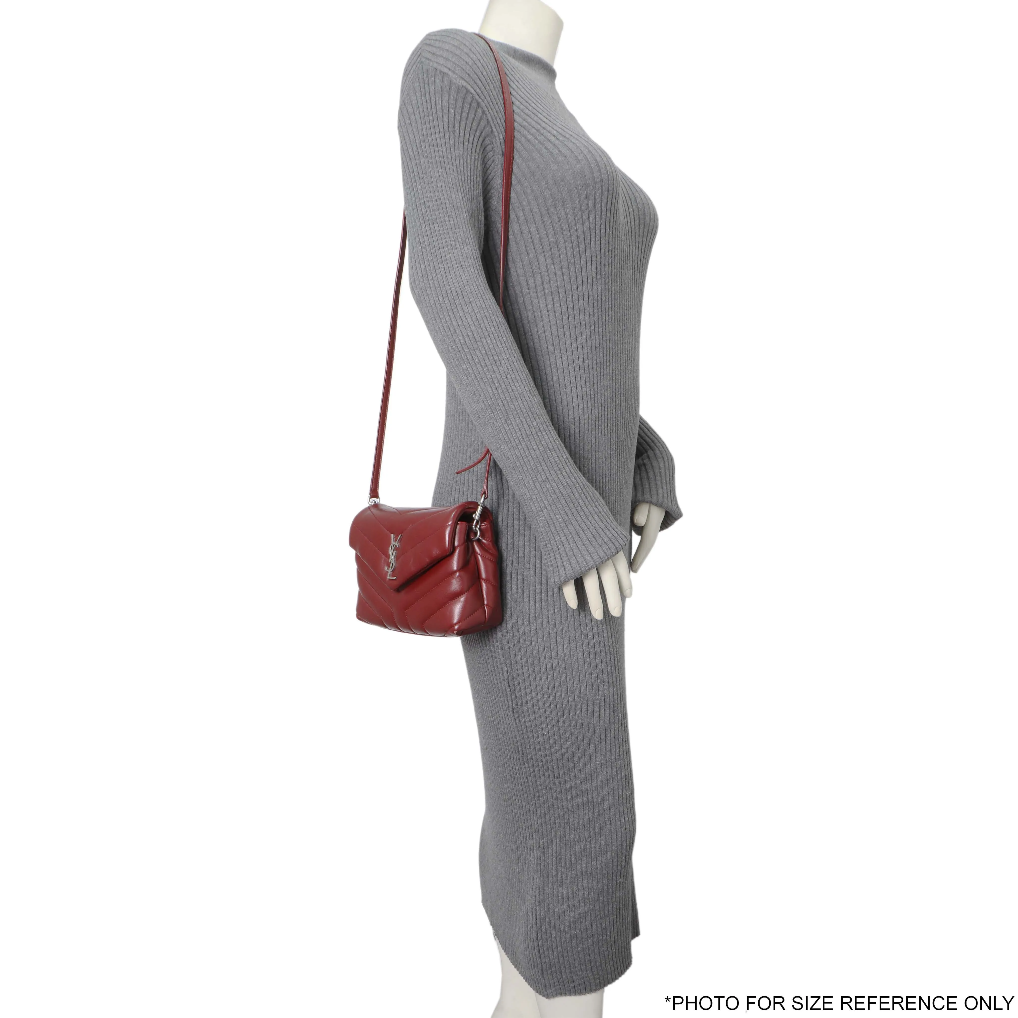 Saint Laurent Burgundy Calfskin Monogram Toy Loulou Crossbody