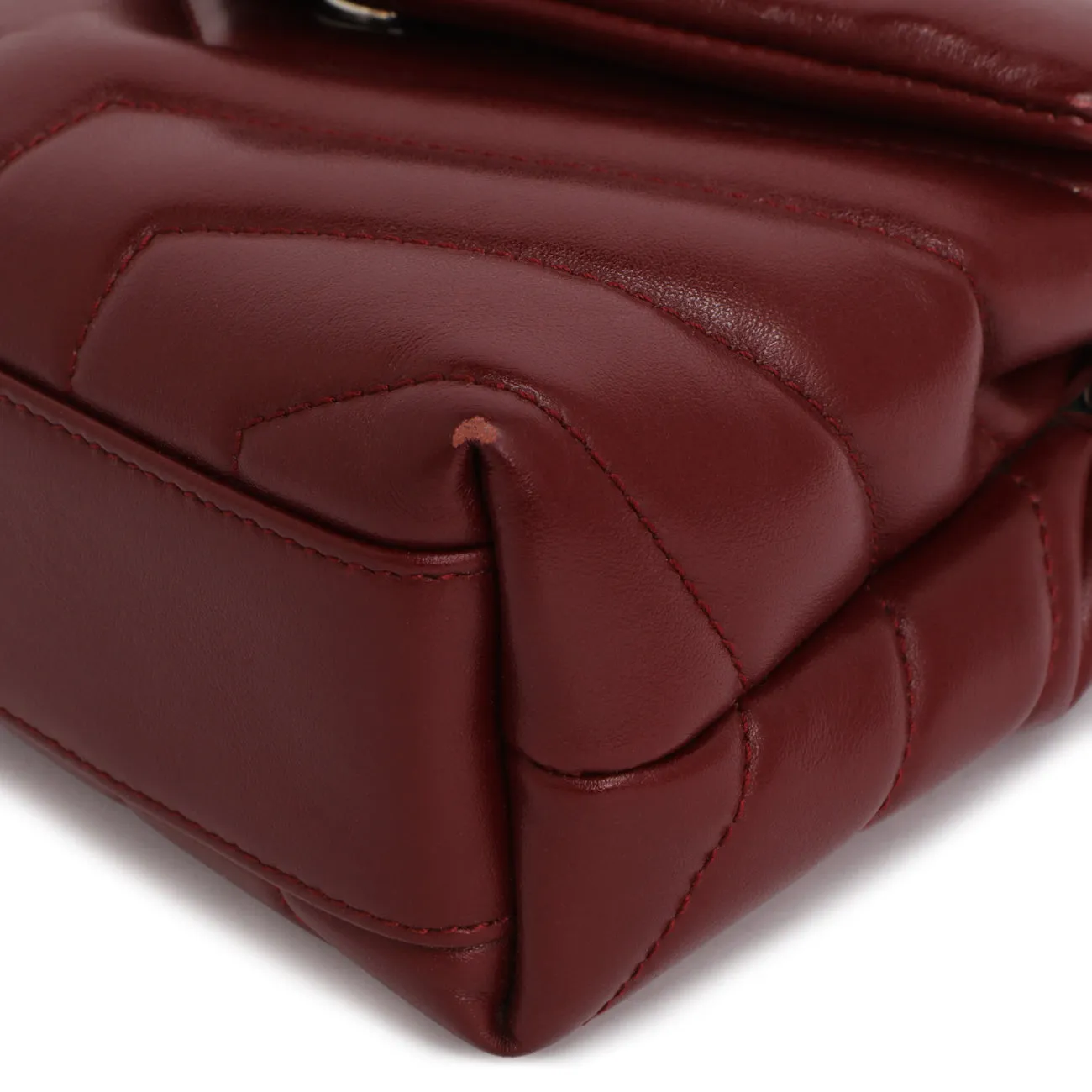 Saint Laurent Burgundy Calfskin Monogram Toy Loulou Crossbody