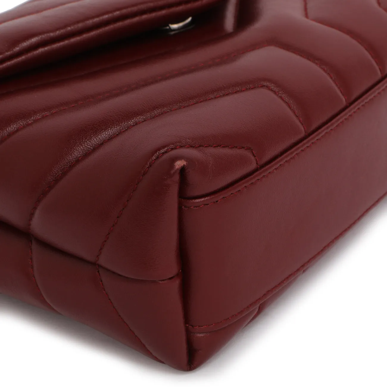 Saint Laurent Burgundy Calfskin Monogram Toy Loulou Crossbody