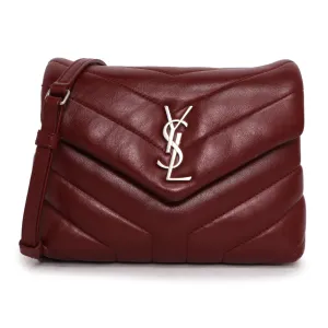 Saint Laurent Burgundy Calfskin Monogram Toy Loulou Crossbody