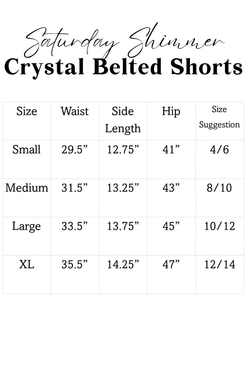 Saturday Shimmer Pink Crystal Belted Shorts