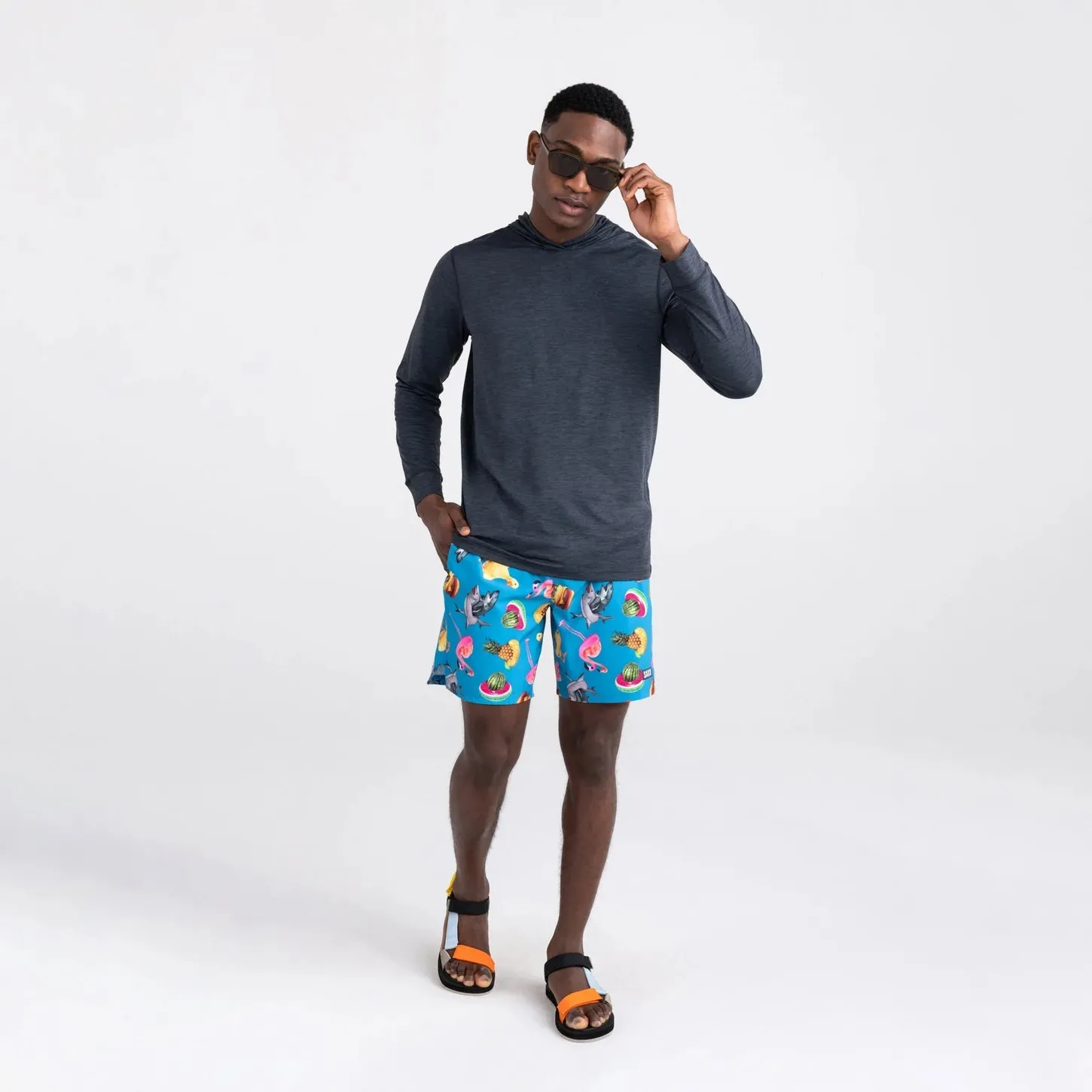 Saxx Mens Oh Buoy Stretch Volley 7" Swim Short - Mega Meta Floaties