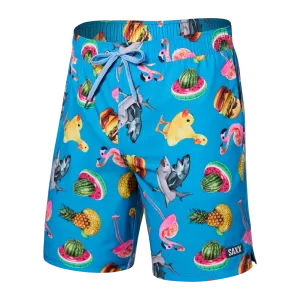 Saxx Mens Oh Buoy Stretch Volley 7" Swim Short - Mega Meta Floaties